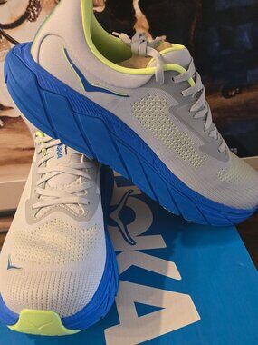 HOKA ONE ONE Arahi 7 Mens 10 US 2E WIDE Running Walking Shoes Blue / Grey NEW